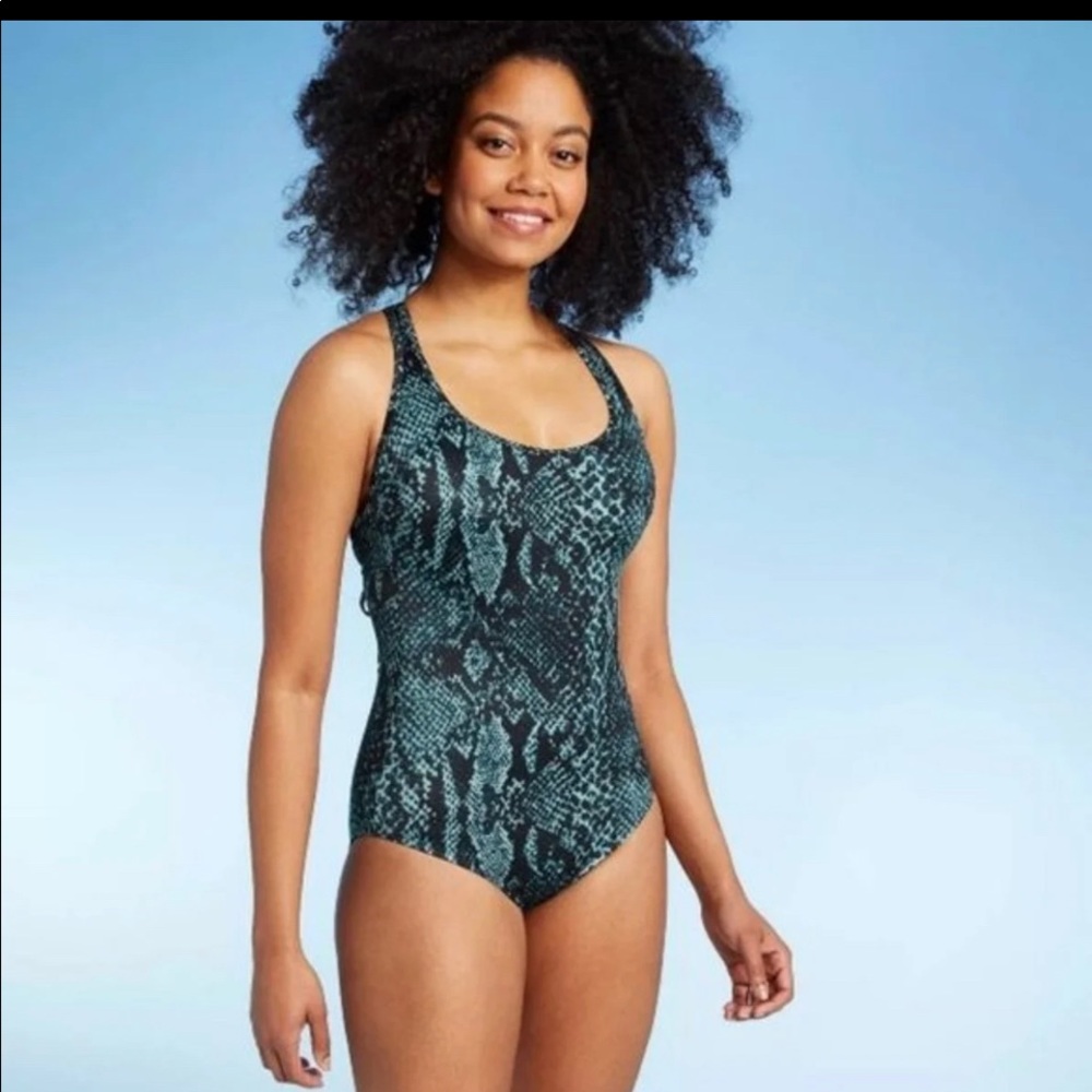 One piece teal swim suit